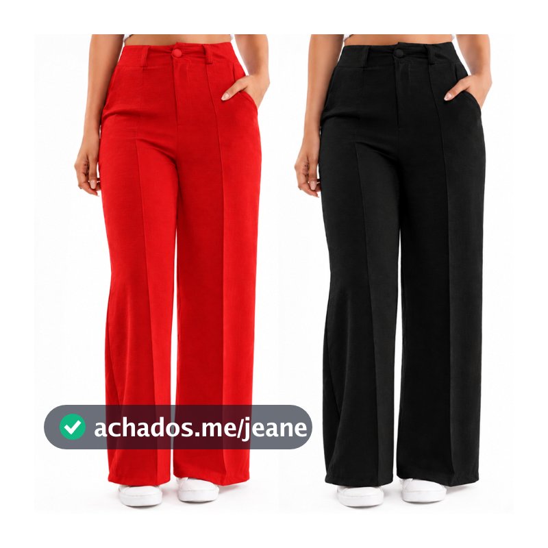 kit com 2 Calças Pantalonas Duna Alfaiataria GG Leg Com Botão Casual Tentencia e Festa