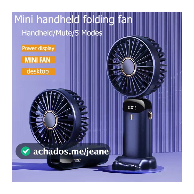 Ventilador Portátil  5 Modos mini Pequeno Dobrável  digital De Escritório Presente