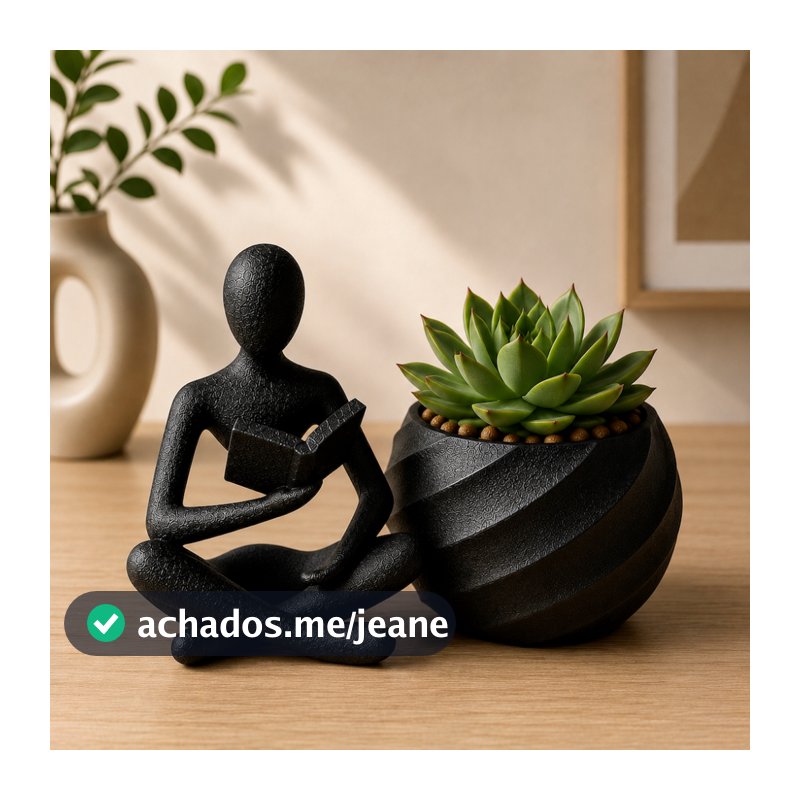 Kit Decoração Escultura Leitor + Vaso para Suculenta Moderno Minimalista - Promoção !