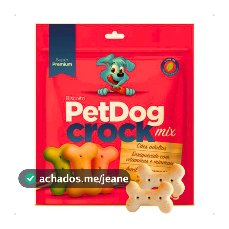 Biscoito Petisco para Cachorro PetDog Crock Super Premium Mix Vegetais e Carne Todas as Raças 1 Kg