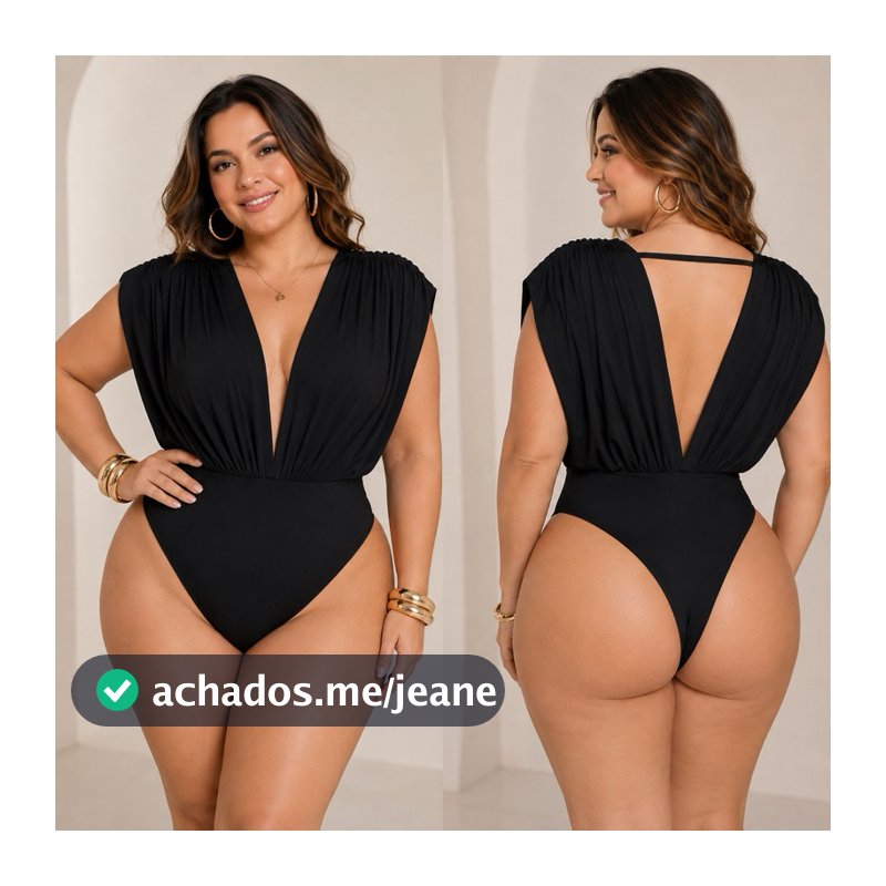 PLUS SIZE Body sexy feminino decotado drapeado estiloso balada festa suplex elegante sensual verão