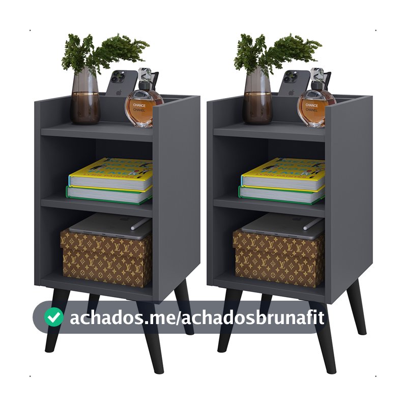 Mesa de Cabeceira Nicho e porta Celular Organizador Max Slim Compacta Livros e Acessórios, Abaju Quarto