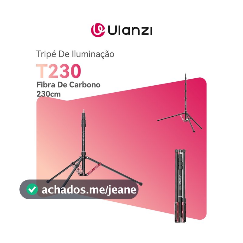 ULANZI T230 Tripé De Iluminação Fibra De Carbono 2.3m Suporte Profissional Dobrável Inverso