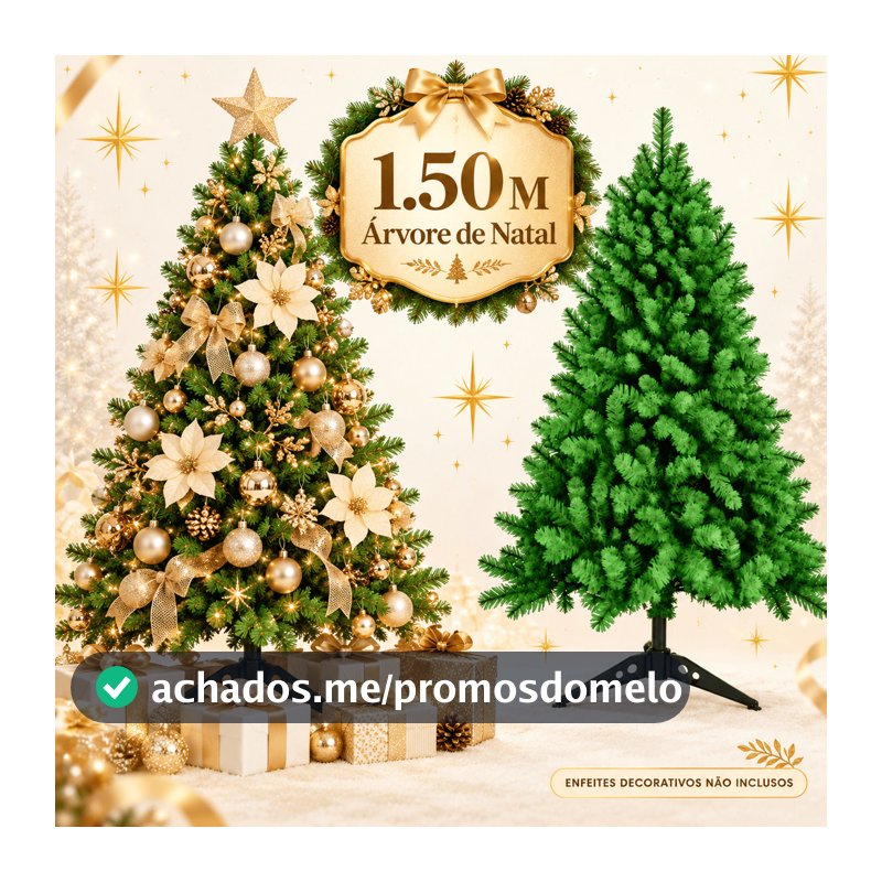 Árvore de Natal Pinheiro Verde 1,50m 1,80m Tradicional Decoração Natalina com Suporte