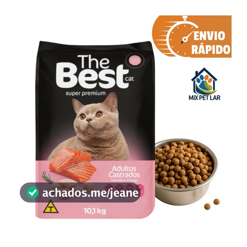 RAÇÃO THE BEST CAT PREMIUM ALIMENTO PARA GATOS ADULTOS CASTRADOS 10,1 KG SALMÃO & FRANGO