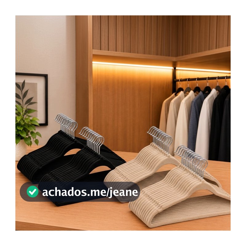 Kit 50 Cabides De Veludo Slim Antideslizante Ultrafinos