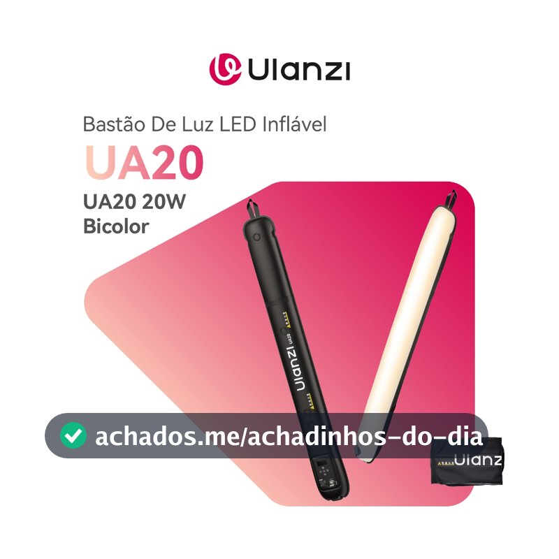 ULANZI UA20 Bastão De Luz LED Inflável 20W Bicolor 2700K-6500K Magnético Portátil Para Vídeo E Foto