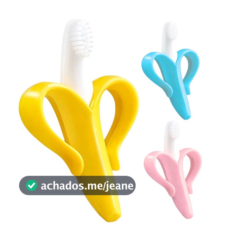 Mordedor para Bebê Silicone Massageador Escovinha Bananinha Banana Escova Dentes - Castela