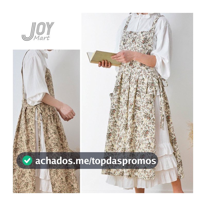 JoyMart Avental Floral pequeno estilo nórdico Avental estampado à prova d'água Avental de trabalho de algodão à prova de