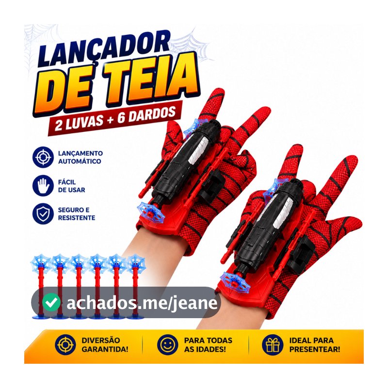 Luva Lançador de Teia Homem Aranha Brinquedo Infantil com Dardos de Ventosa Spider
