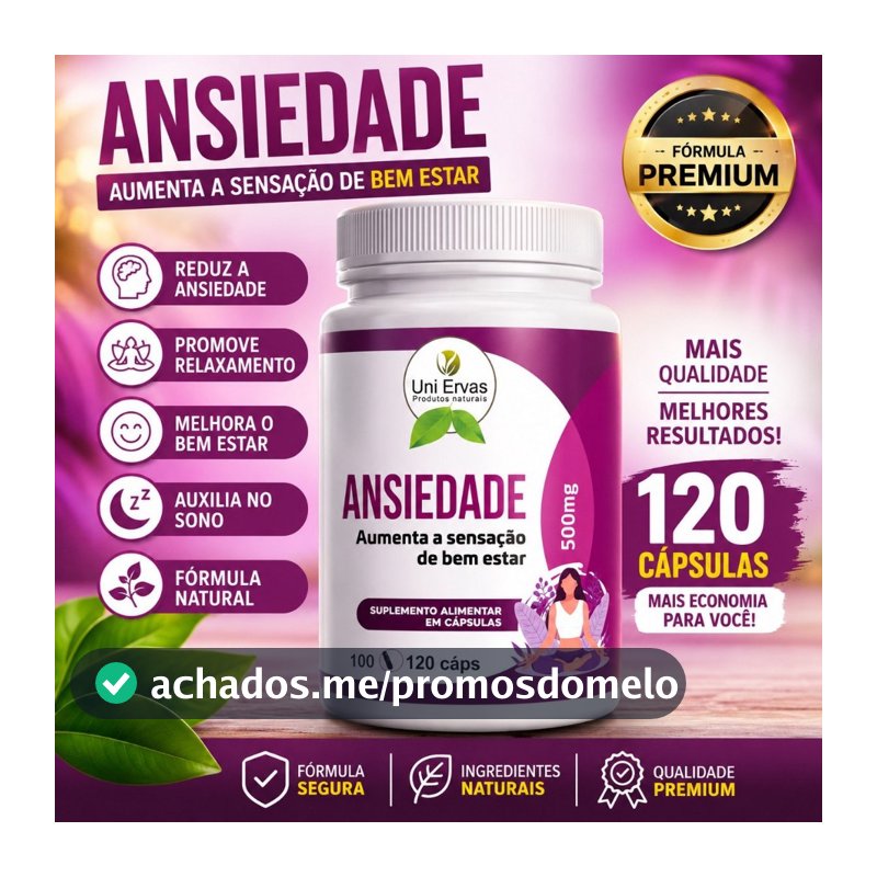 SUPLEMENTO PARA ANSIEDADE - 120 CÁPSULAS 500mg
