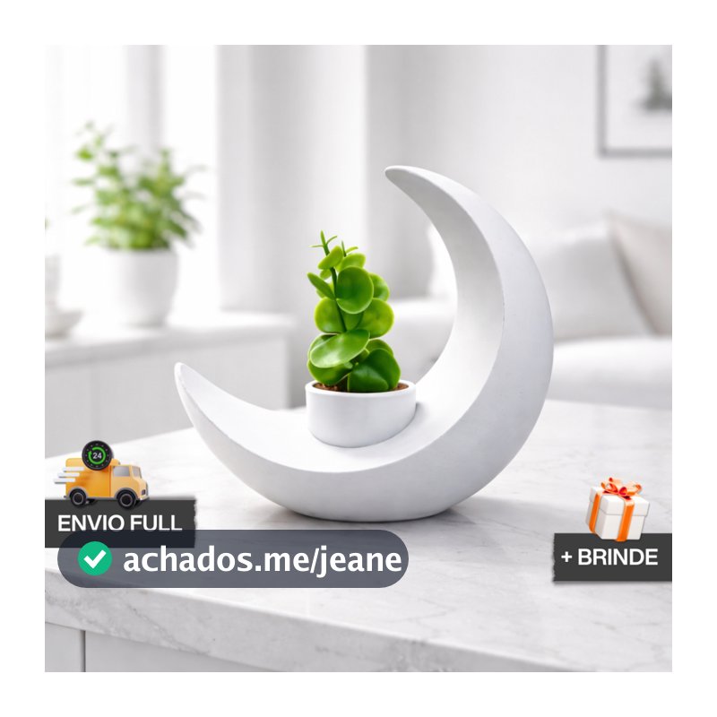 Vaso Decorativo Lua COM Planta Artificial + Presente + Envio Rápido Decoração Minimalista Elegante Casa