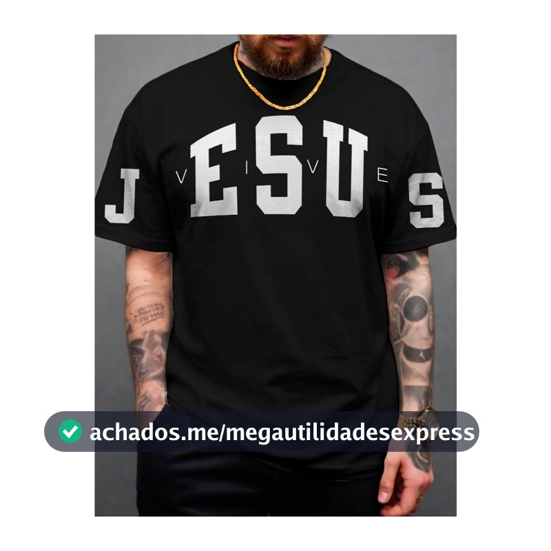 Camiseta Masculina Jesus Vive Moda Evangélica Camisa 100% Algodão