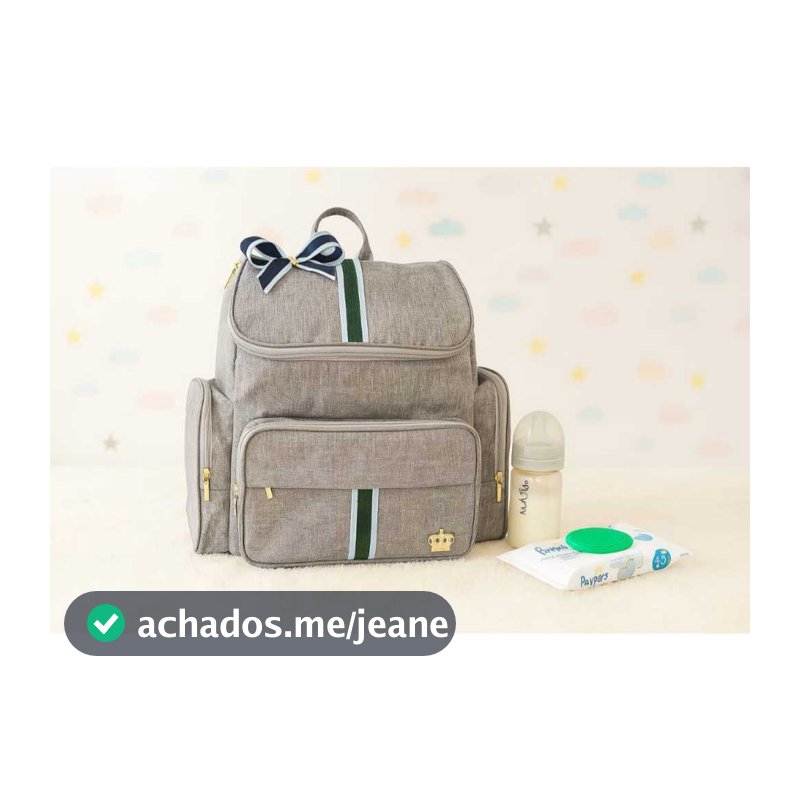 Mochila Bebe Maternidade G Luxo Cinza/Azul