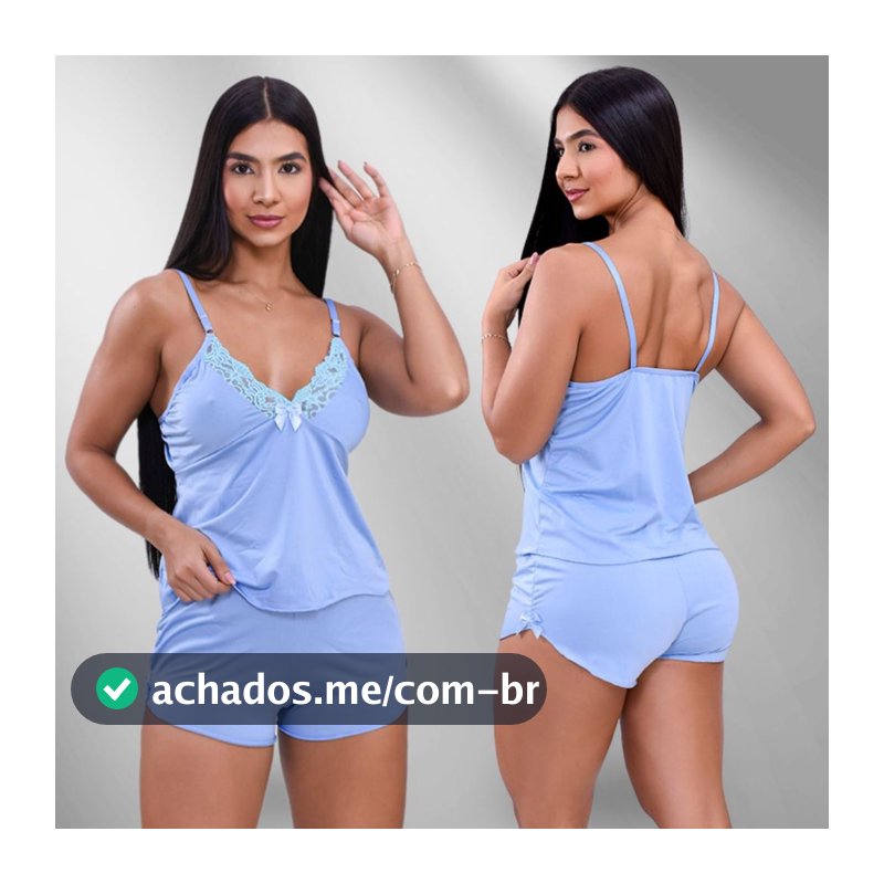 Pijama Baby Doll Malha Fria Tecido Fresquinho Roupa De Dormir Molinho Confortavel Langerie Sensual Detalhe em Renda
