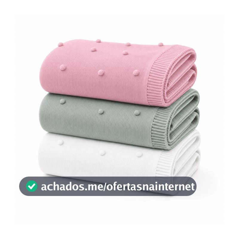 Kit 3 Cobertor de Bebê Tricô Manta Saída Maternidade Quentinha Bolinha Pipoquinha Unissex Menino Menina Presente