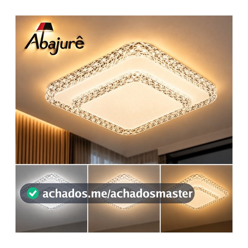 Luminária Plafon Céus Estrelado  efeito estrela Painel LED Sobrepor Quadrado Brilho Cristal 28Cm 26W