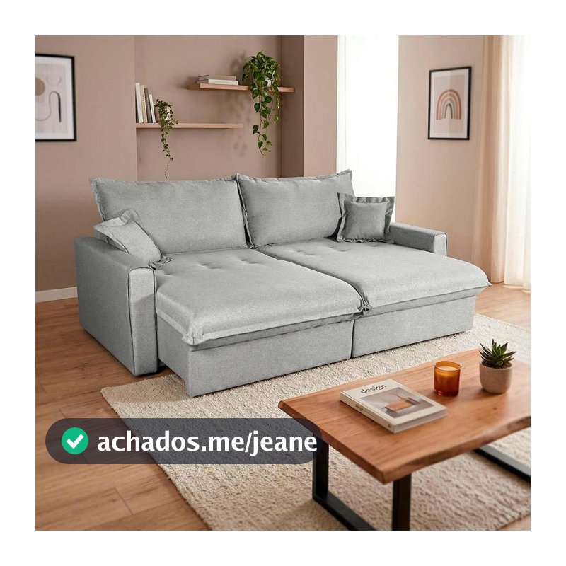 Sofá Cama Lume Sem Caixa 2,10m Linho Cinza - King House