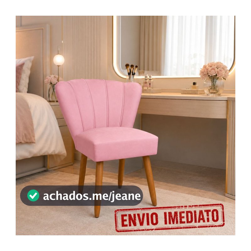 cadeira pétala de luxo pés palito veludo rosa - Cadeira para Manicure Salão de Beleza Espaço Mulher
