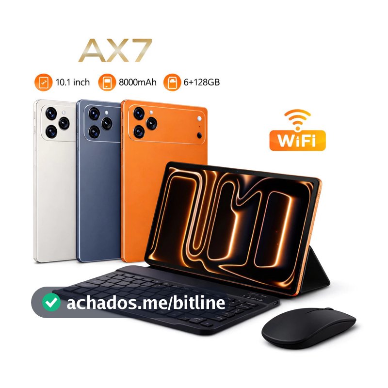 Tablet 10.1" Android 13 128GB(ROM)+ 6GB RAM com Teclado, Mouse, Capa e Caneta Stylus – Dual SIM 4G/5G