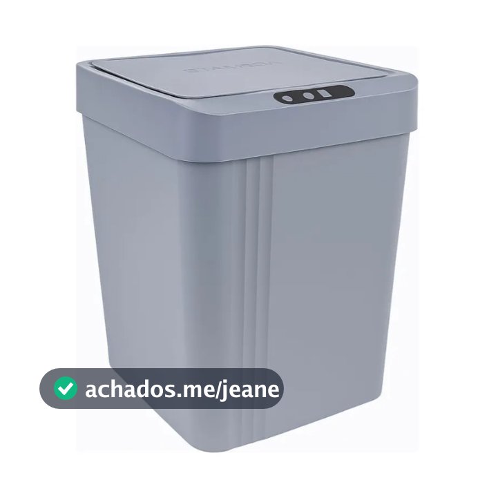 Lixeira CINZA Automática ST-385 Inteligente com Sensor, Fácil de Abrir, 9 Litros-- (AA PILHAS NÃO INCLUSAS)