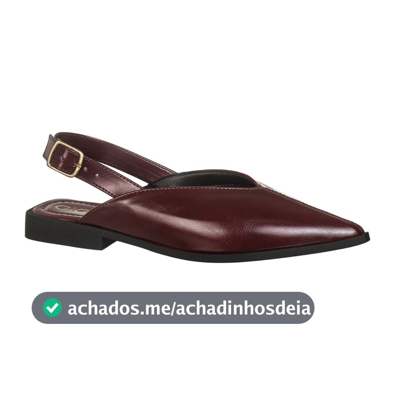 Sapatilha Feminino Slingback Bico Fino Fivela Lateral Rasteira Recorte V Elegante Cris GiGiL