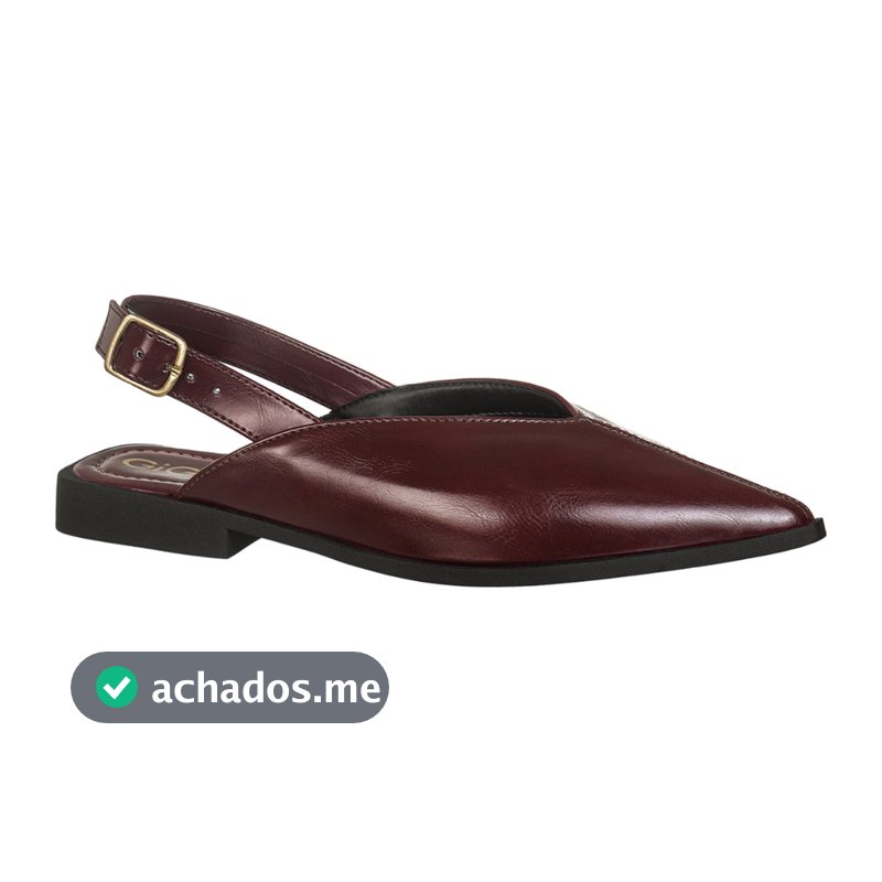 Sapatilha Feminino Slingback Bico Fino Fivela Lateral Rasteira Recorte V Elegante Cris GiGiL