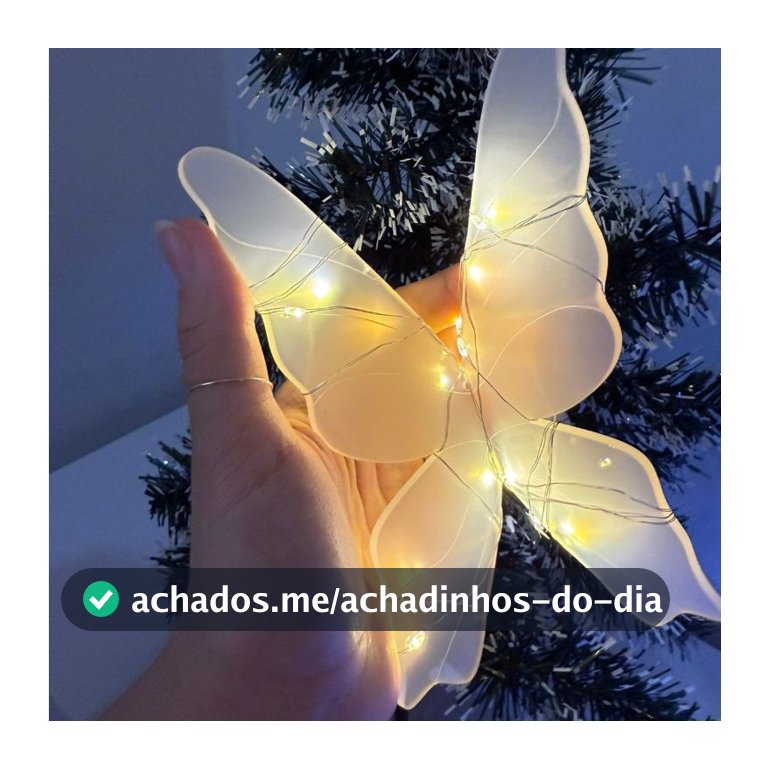 Decoração De Natal Enfeite Borboleta Acrílico Com Fio De LED Enfeite 17cm e 35cm
