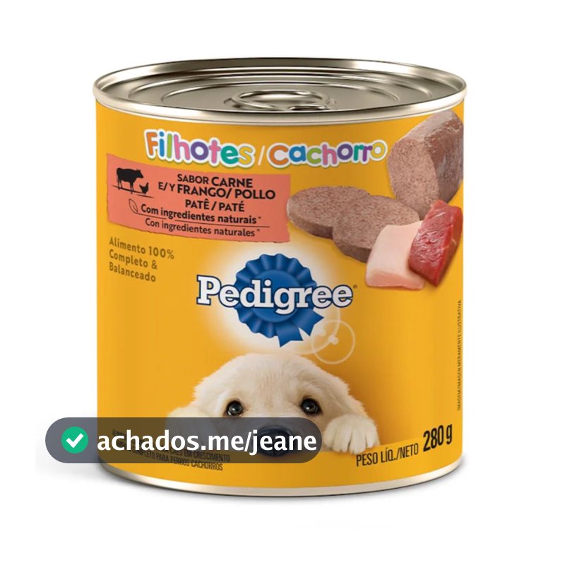 Ração Úmida Pedigree Lata Patê de Carne e Frango para Cães Filhotes  - 280g
