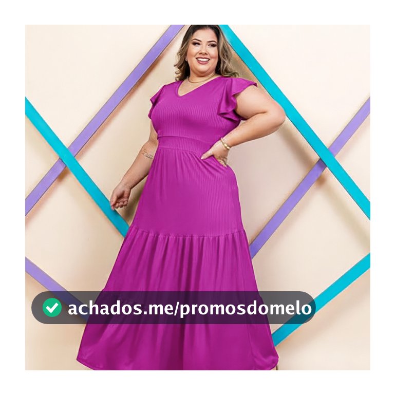 Vestido Longo Plus Size Elegante Manga Godê Confortável
