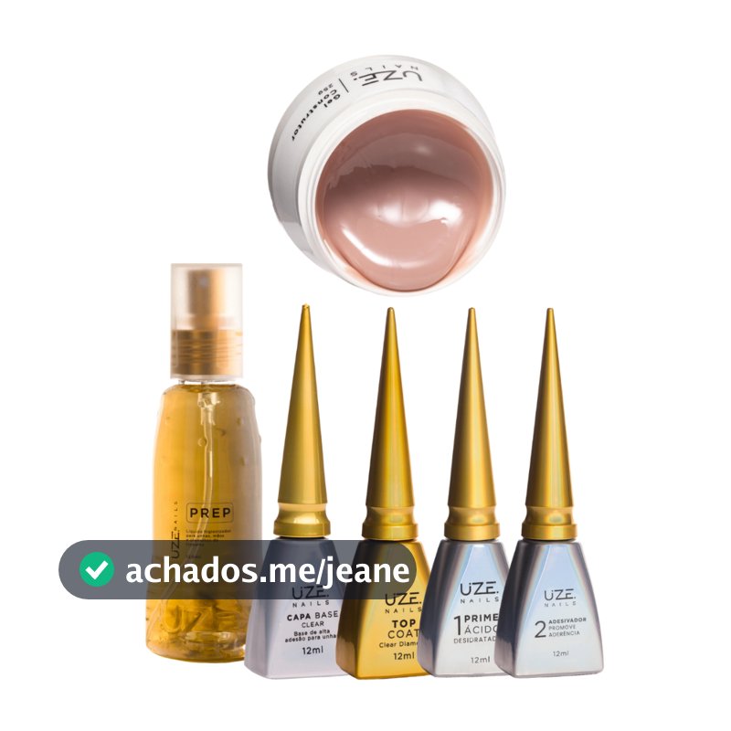 Kit Uze Gel Construtor 25g + Gel Base 12ml + preparadores Unhas - Uze Nails