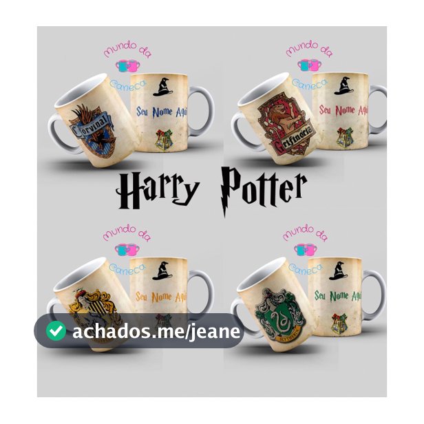 Caneca Personalizada Harry Potter com SEU NOME de Porcelana Todas as Casas