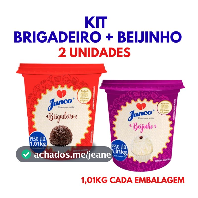 Kit Brigadeiro e Beijinho Junco 2 Potes 2,02kg Pronto para Enrolar Docinhos Festa