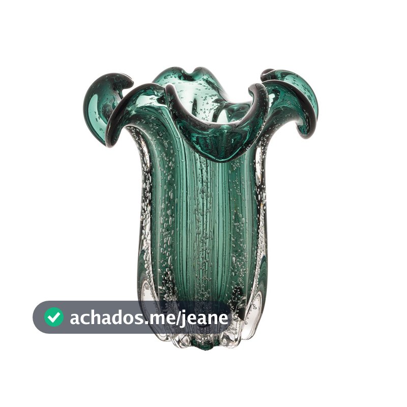 Vaso Murano Vidro Italy Verde Esmeralda 19x24cm Wolff