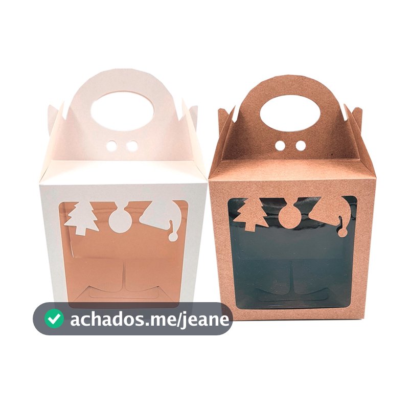 10 Caixa Para Panetones Gourmet De 500g .tema Natal C/ Visor