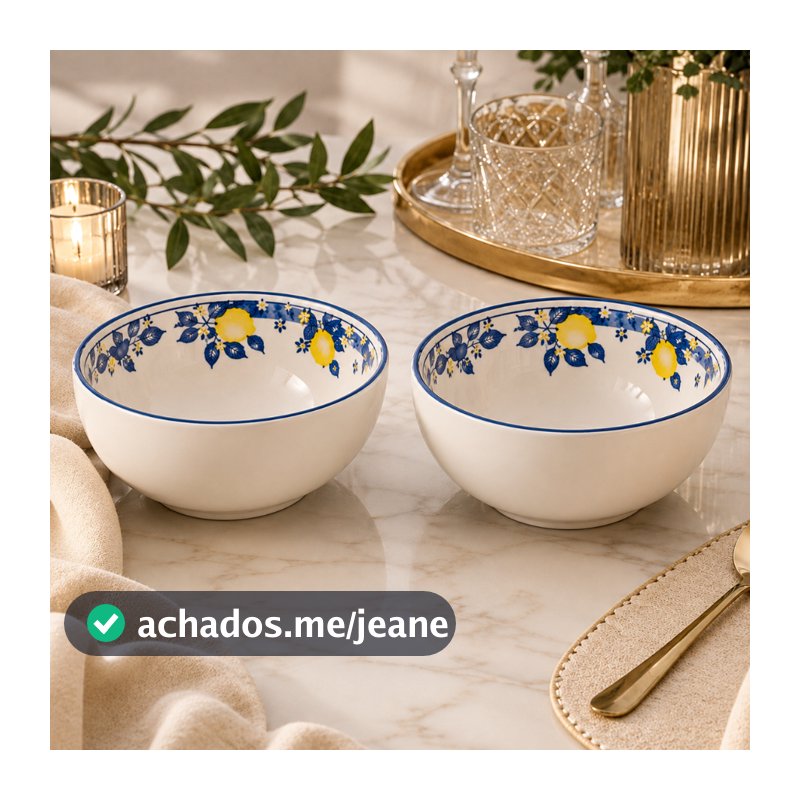 Bowl Cerâmica 400ml Sicília Limão Siciliano Tigela Sobremesa Salada Sopa Caldo Cumbuca Cozinha