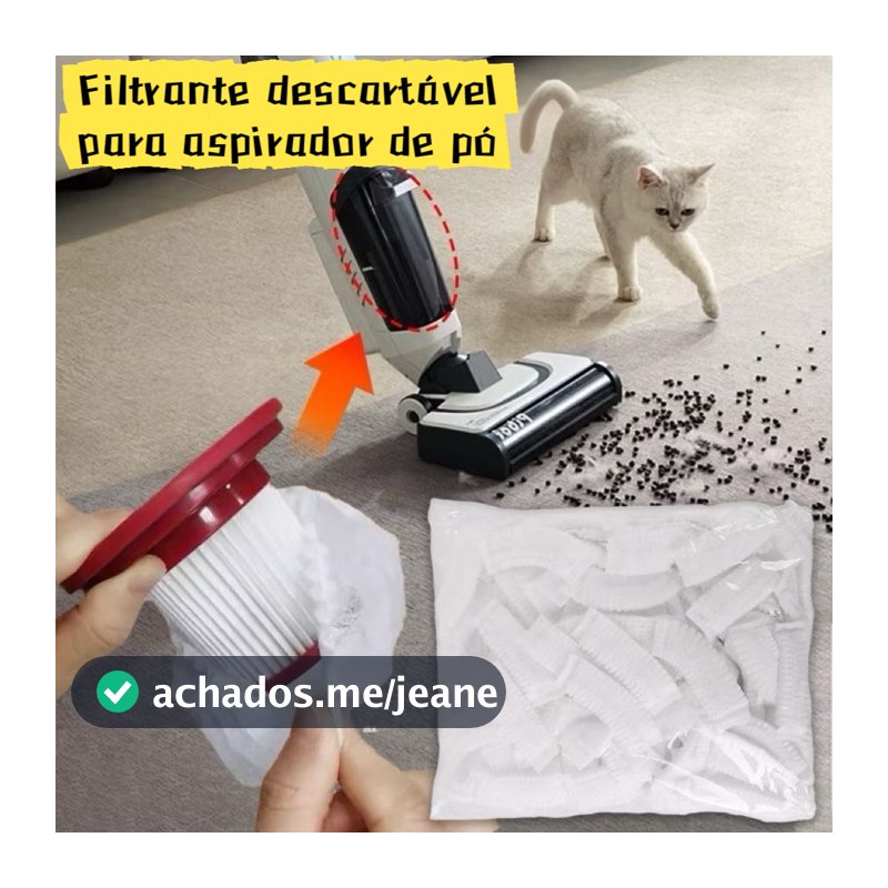 Kit 100 Capa Protetora de Filtro de Aspirador de Pó Descartável para Pelos de Pet e Poeira
