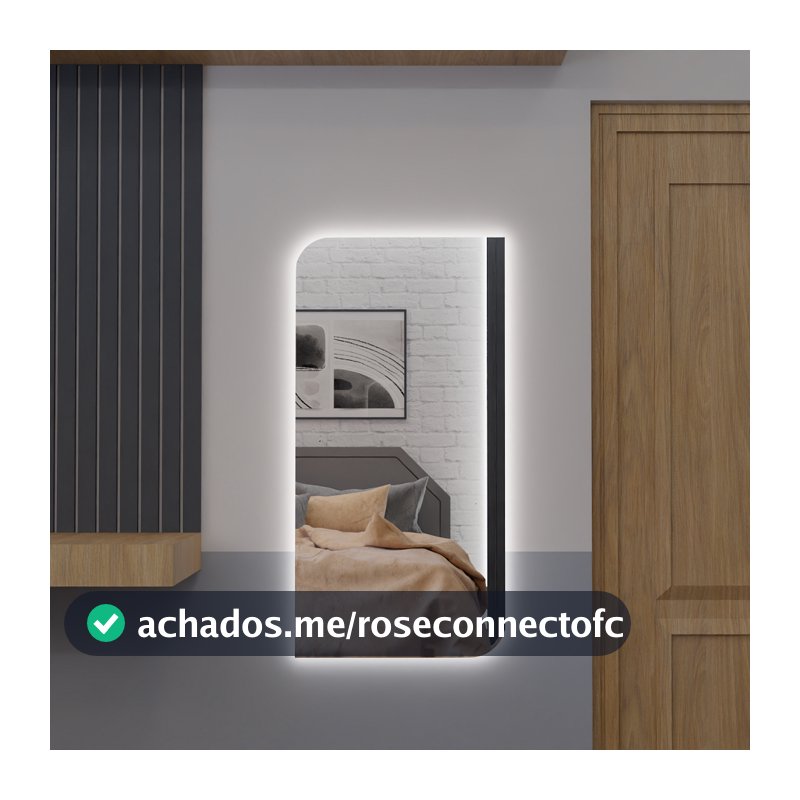 Espelho Corpo Inteiro E24 Com Led Luz Branca e Amarela Corpo Inteiro Sala Quarto Salão