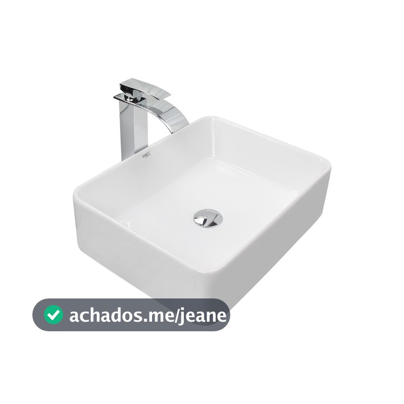 Kit Cuba Pia Louca Cerâmica Banheiro Com Torneira e Válvula Cromada 18
