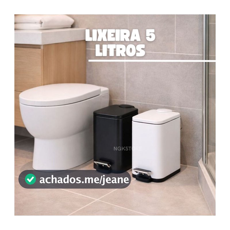 Lixeira banheiro Pedal 5 Litros Retangular moderna Aço Inox