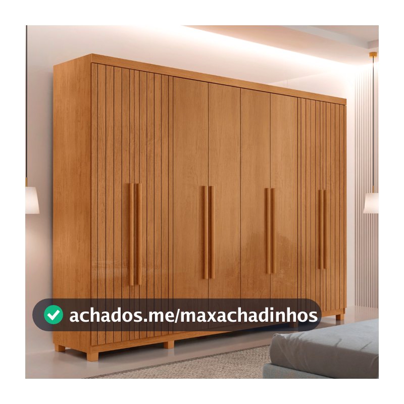 Guarda Roupa Casal Toronto 100 MDF 8 Portas e 4 Gavetas com Pés Moderna Mobília