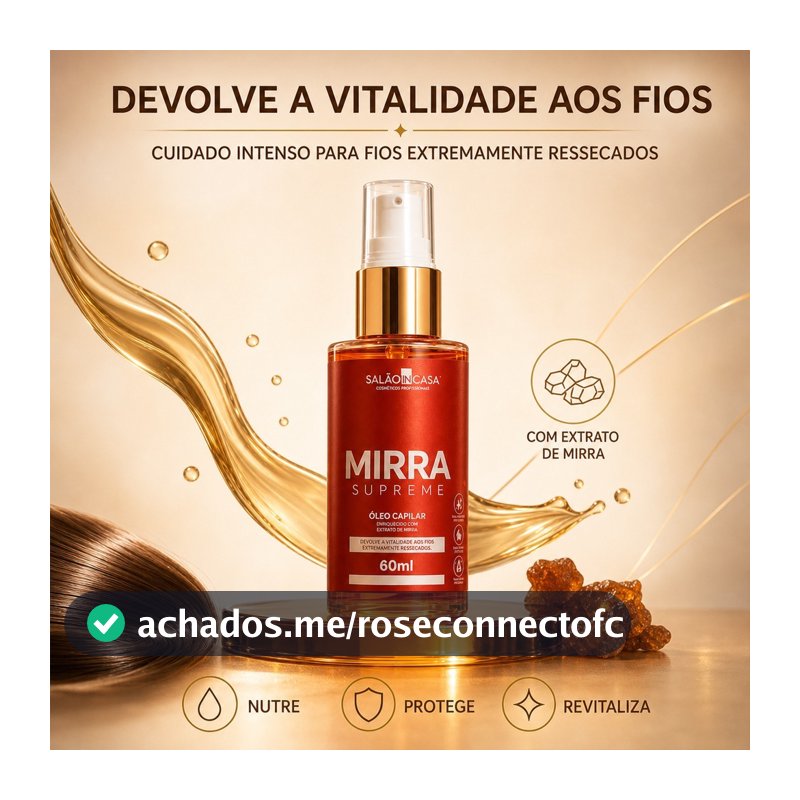 Óleo de Mirra Capilar 60ml | Nutrição Profunda | Revitaliza os Fios | Brilho Intenso | Salão In Casa