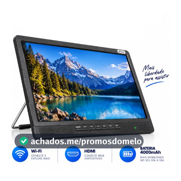 TV Digital Portátil 17,3" Monitor LCD Android 14 HDMI USB Bateria 4000mAh Wi-Fi Controle Remoto