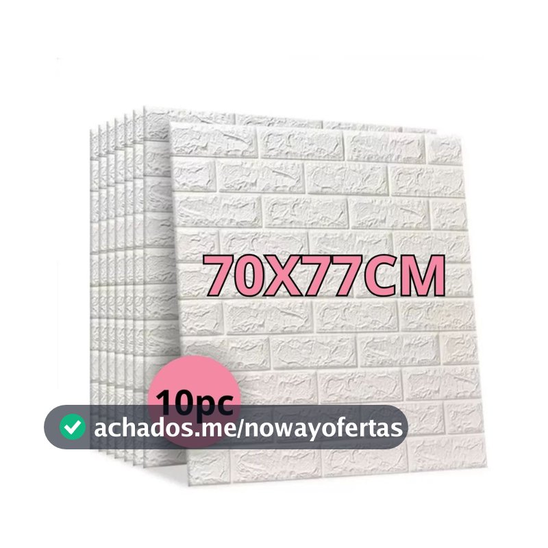 Kit 10 Placas 3D Tijolinho Branco 70x77cm Autocolante Adesivo Decoração
