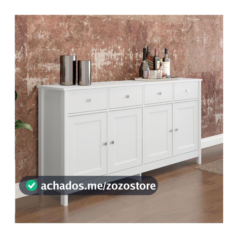 Aparador Buffet Ditália 4 Portas 4 gavetas R-626 Branco