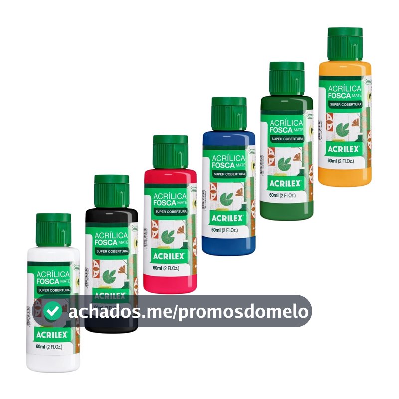 Kit 6 Tintas Acrílica Fosca Acrilex 60ml Artesanato Pintura
