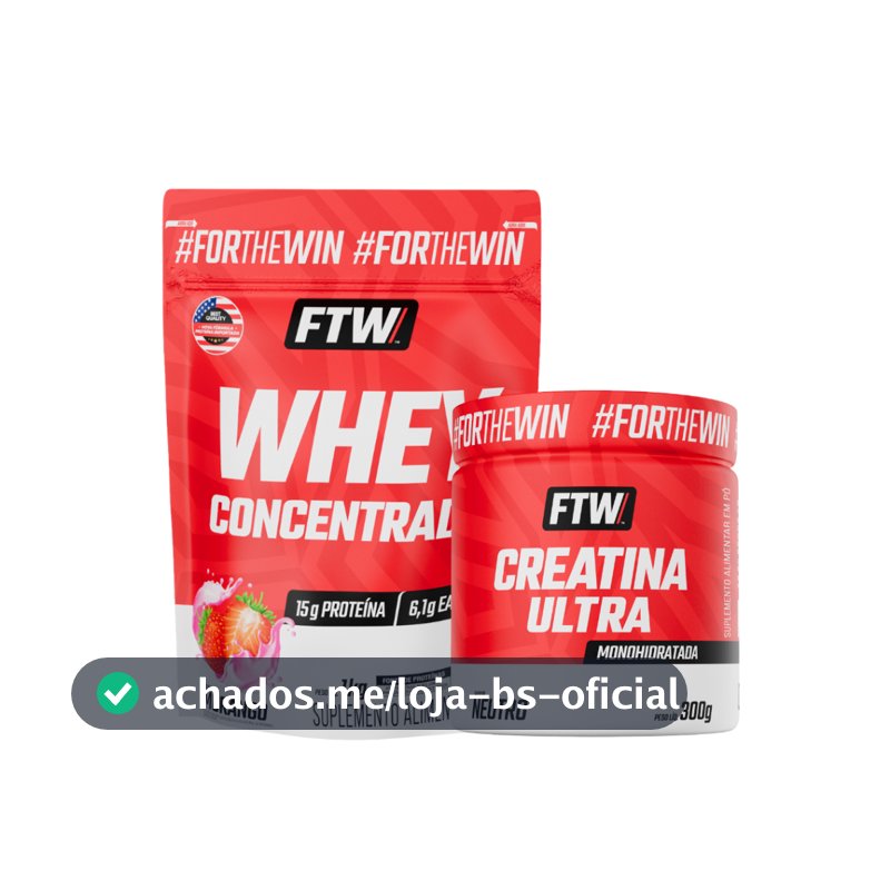 Kit Whey Concentrado 1kg +  Creatina Ultra Pote 300g - FTW