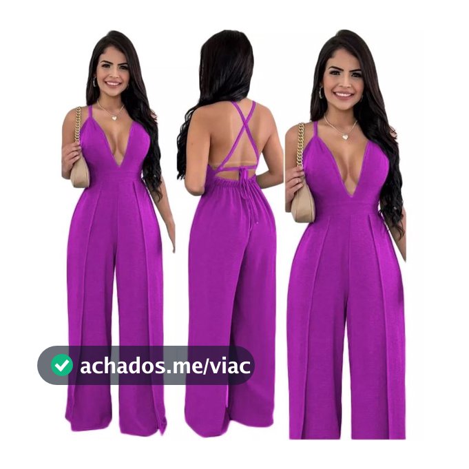 Macacao Feminino Decotado Alcinha 2 Fendas Pantalona