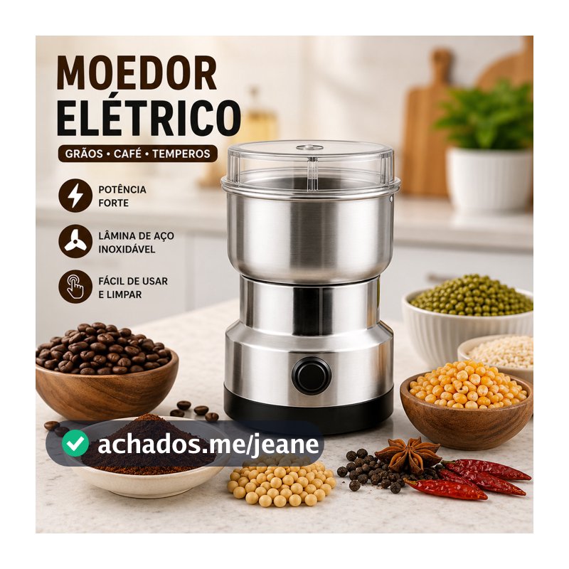 Moedor Multifuncional de Café 110V com Design em Aço Inoxidável 4 Lâminas