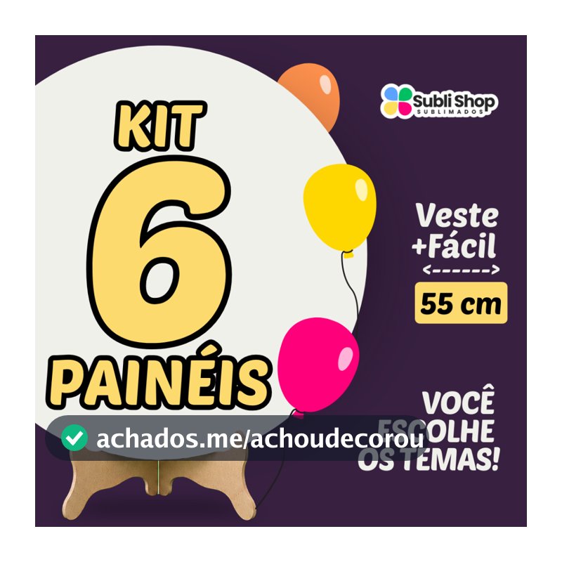 Kit Painéis 6 Redondo 50x50 cm Tecido Sublimado Escolha seu Tema